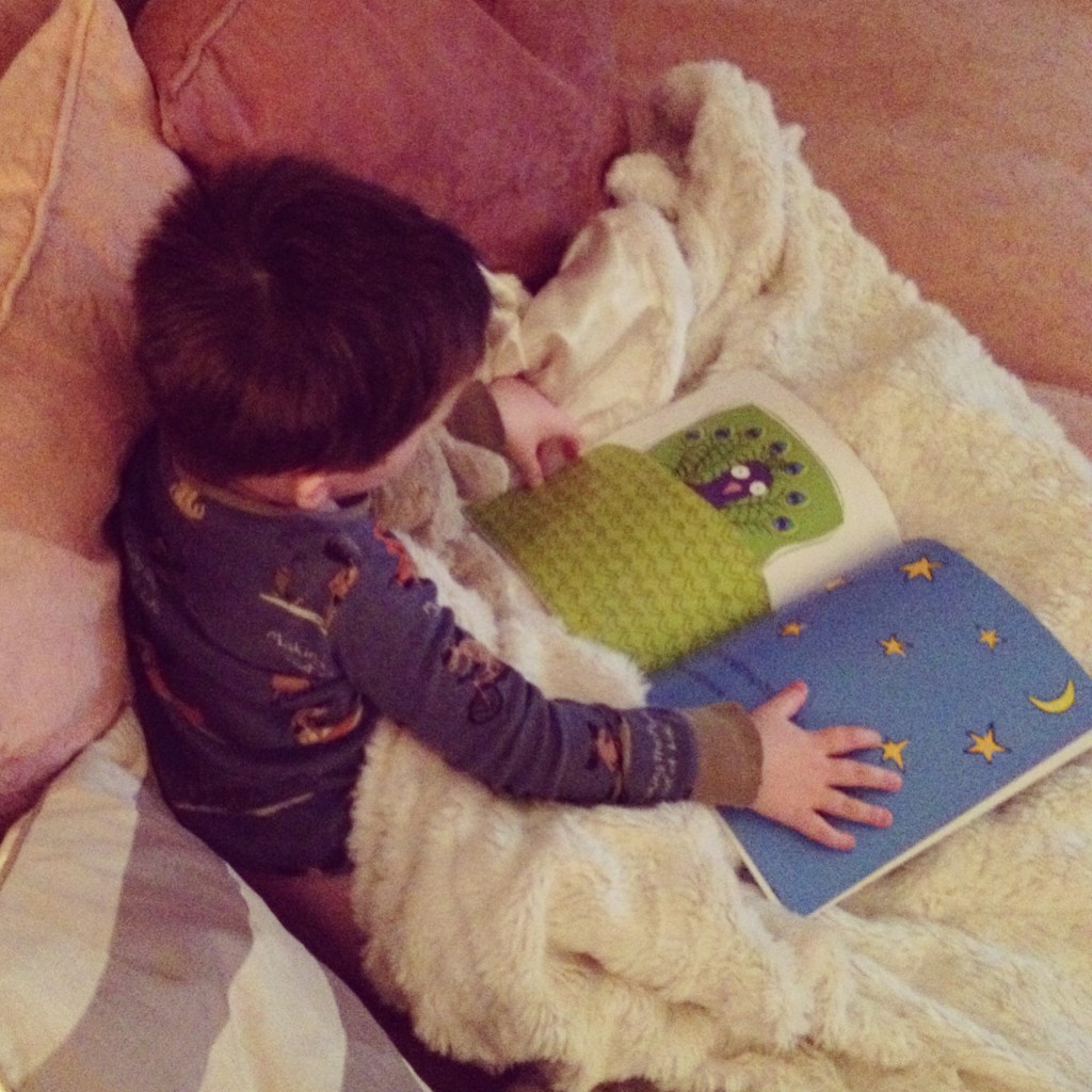Reuben enjoying the brilliant Tuck me in boo, which I have posted about recently.