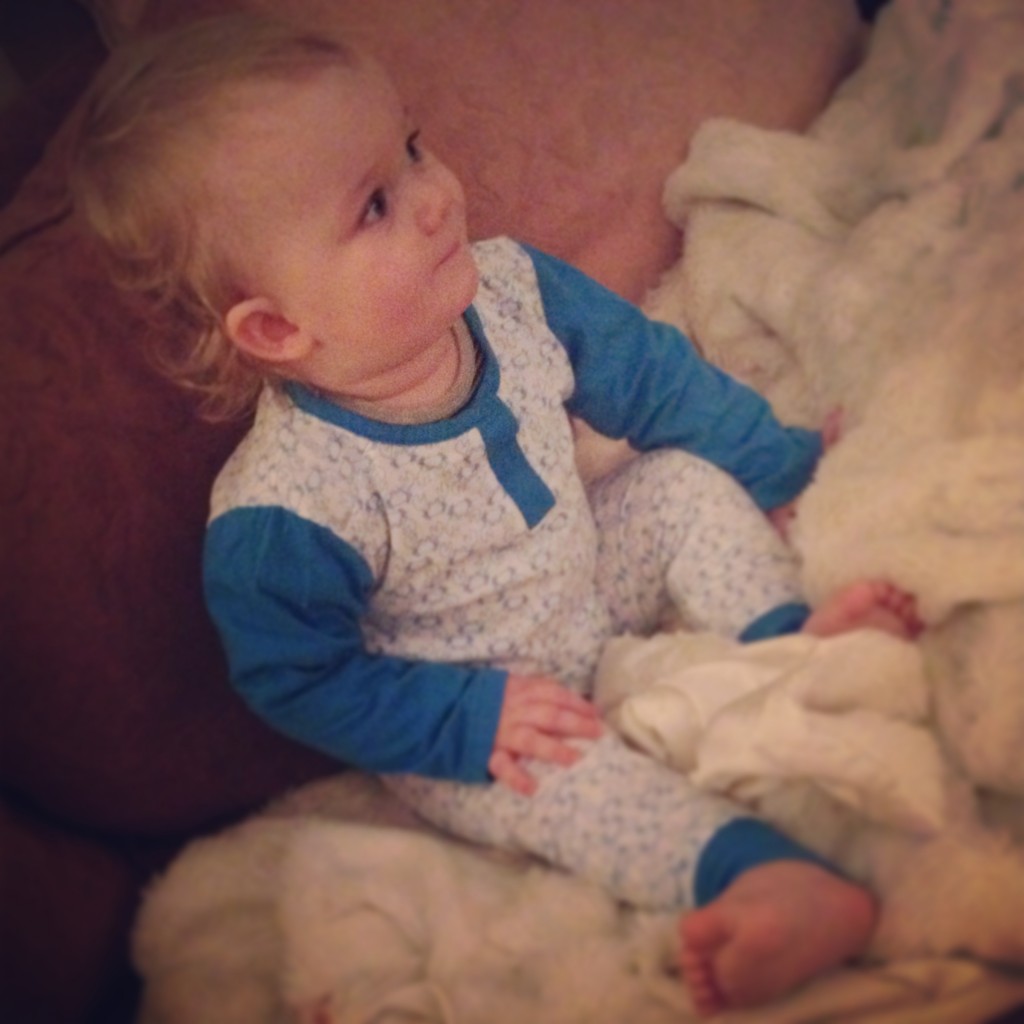 Toby is all ready for bed in his crab design pjs from Doodle-do... we just love them!