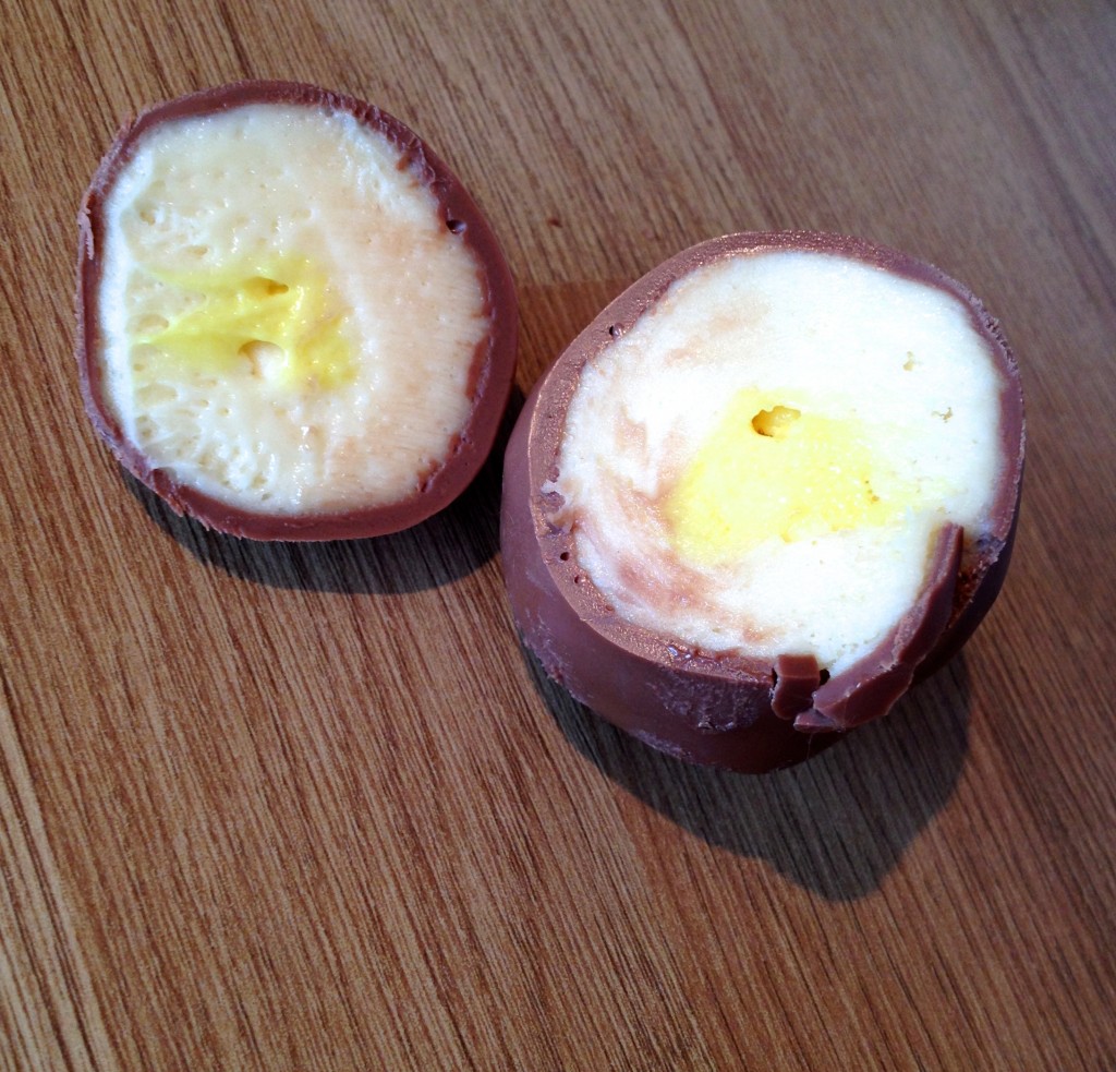 These not only look like cadbury's creme eggs, but they taste like it too! If you are going to cut the eggs to show off, heat your knife first and you won't ruin the shape of the egg!