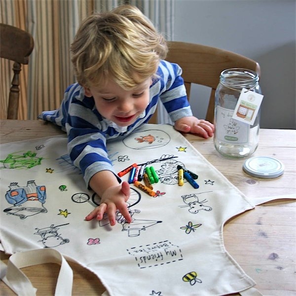 Not Before Tea doodle pot artist's aprons via Toby & Roo :: daily inspiration for stylish parents and kids.