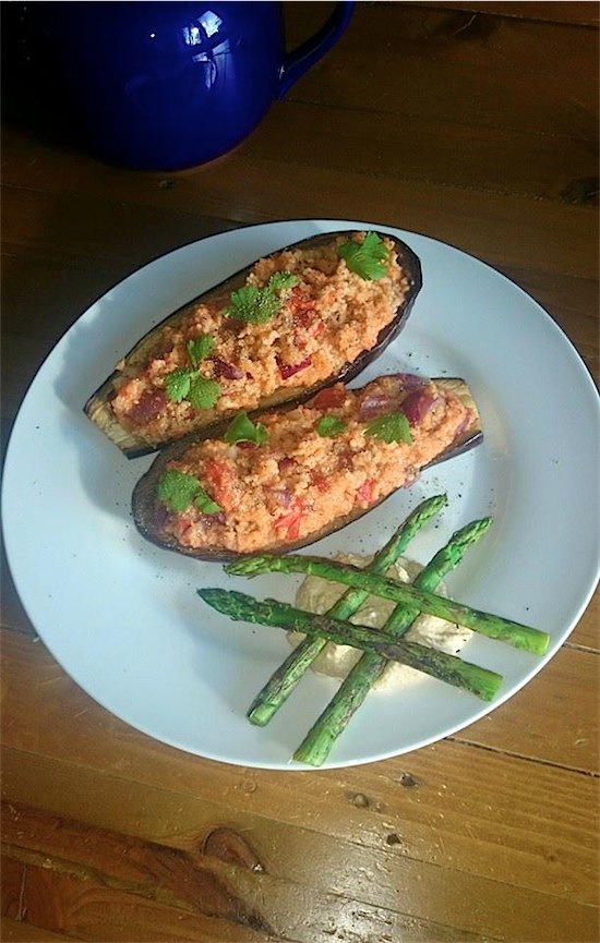 LaNoire's Vegan Kitchen :: Stuffed Aubergine :: Toby & Roo, daily inspiration for stylish parents and their kids.