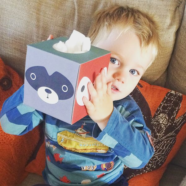 Atissu! Atissu! Snotty kids get a touch of cute fun with stylish tissue boxes. via Toby & Roo :: daily inspiration for stylish parents and their kids.